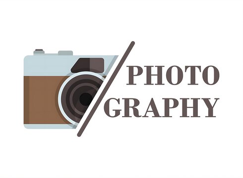 Modern Minimalist Camera Logo Icon with Photography Typography Text