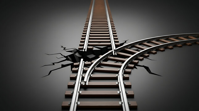 Decision Crossroads A Cracked Railroad Tracks Metaphor for Difficult Choices and Diverging Paths