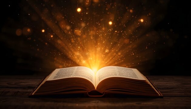 open book with magic light