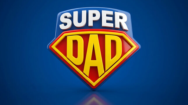 Creative 3D Super Dad Hero Shield Emblem for Father's Day Gift Greeting and Family Celebration
