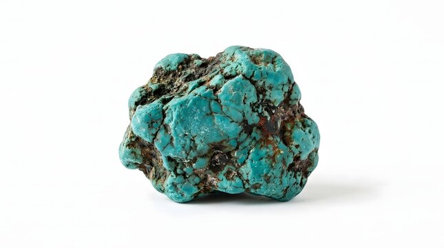 Single turquoise stone specimen with dark veins for jewelry design and gemstone crafting.