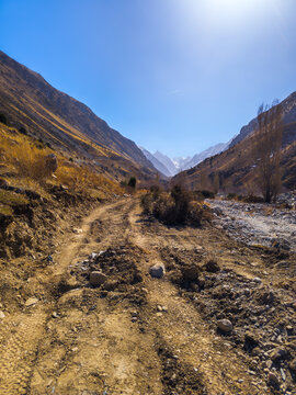 Mountain Valley Dirt Road in Kyrgyzstan