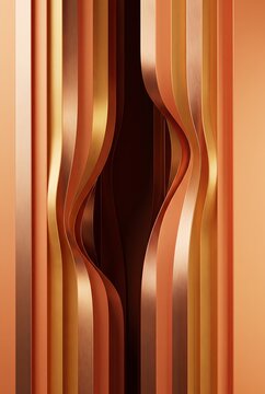 Vertical bronze 3D column twisting through amber and cream