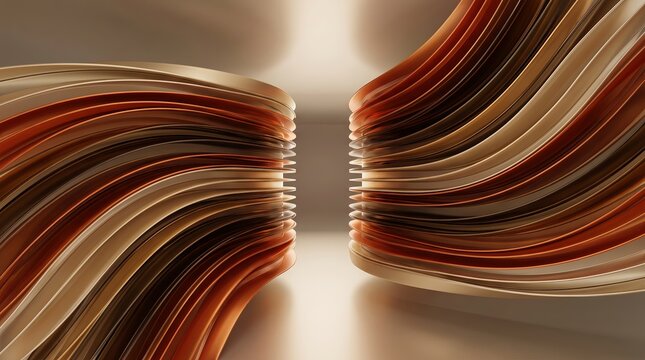 Mirrored copper 3D wings rendered in warm metallic tones