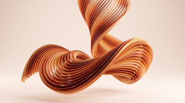 Looping copper 3D ribbon knotted into a soft curve