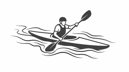 Rowing Boat Icon Vector Illustration with Oars and Water Waves for Outdoor Water Sports, Kayaking, Canoeing, Sea Adventure and Summer Recreation Design © uciha