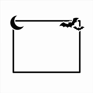Halloween Frame with Moon and Bats Symbolizing Spooky Season, Decorative Border Design