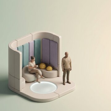 Supportive conversation in a modern space for mental health discussions
