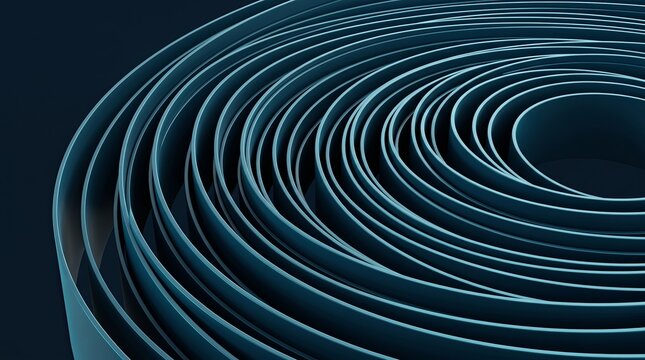Concentric teal 3D rings spiraling into a shadowed core