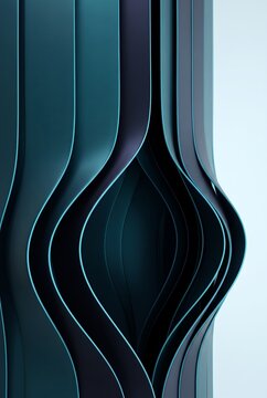 Deep navy 3D ribbons carving an hourglass silhouette