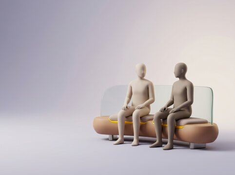 Two figures sitting on a couch symbolizing mental health support and connection