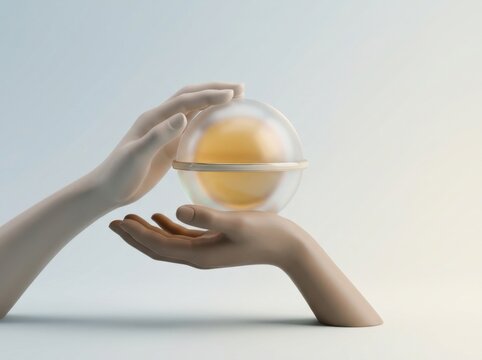 Two hands supporting a transparent orb symbolizing hope and connection