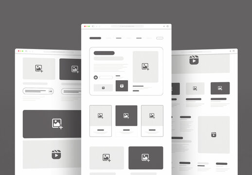Modern Landing Page Wireframe Template for UX UI Design Layout