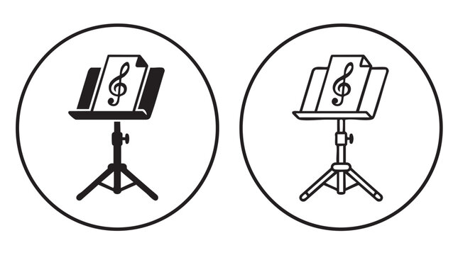 sheet music stand vector icon with outline art silhouette silhouette with outline art silhouette with outline art vector icon