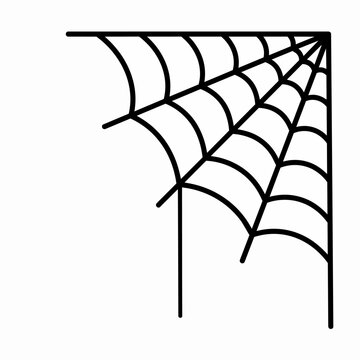 Halloween Spider Web Corner Border with Minimalist Line Art Symbolizing Spooky Themes
