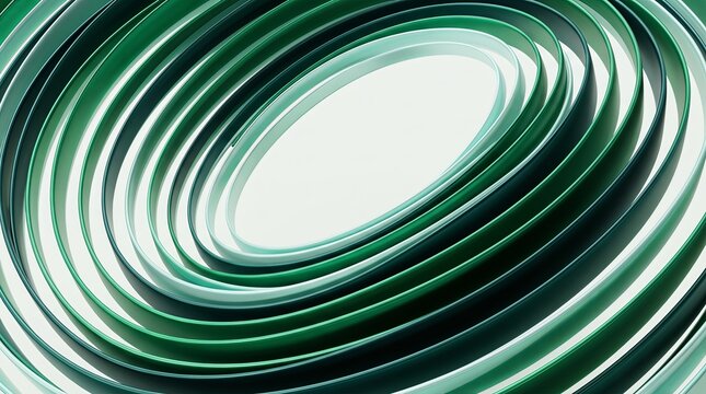 Radiant green 3D spiral opening into a pale tunnel