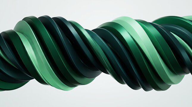 Braided green 3D strands rendered in soft studio light