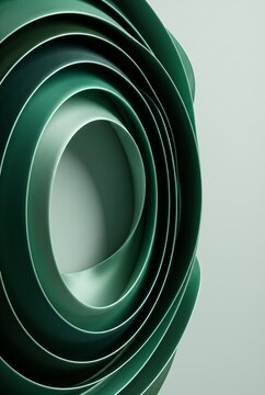 Layered green 3D rings spiraling toward a soft center