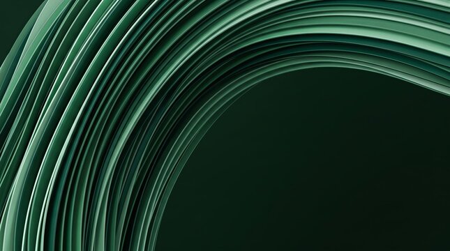 Emerald 3D arc curving across a shadowed void