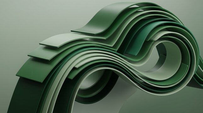 Twisted sage 3D ribbon looping into an infinity curve
