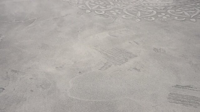 Stone Surface With Edge Highlight. Embossed Circular Border On Aged Concrete With Cinematic Appeal