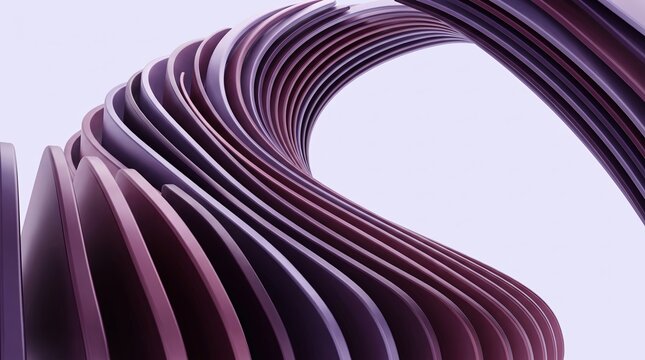 Curling violet 3D ribbon sweeping across a pale lilac field