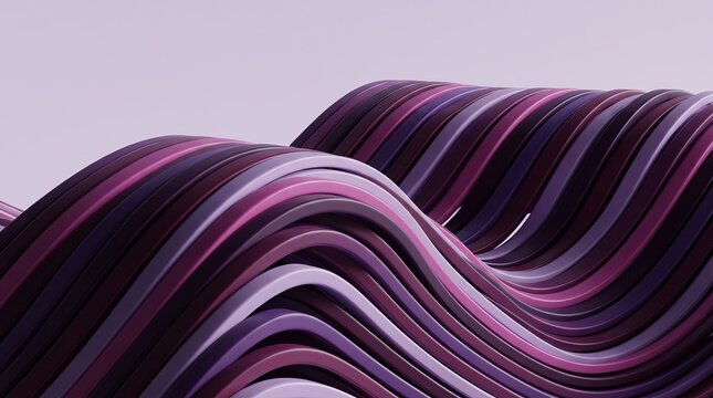 Sweeping plum 3D plume rendered across a lavender backdrop