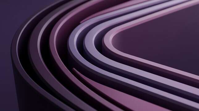 Curved plum 3D bands sweeping into an open loop
