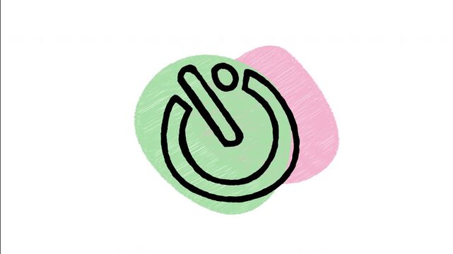 An animated hand drawn power clock timer symbol. Perfect for camera self-timer, countdown shutter, tripod setup delay, and auto release shooting.