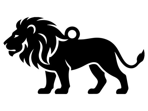 Majestic Standing Lion Silhouette, Animal Totem Charm Icon, Vector Heraldic King Predator Graphic