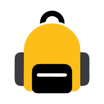 School backpack icon in flat yellow and black design