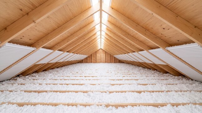 Clean Residential Attic with Insulation and Roof Ventilation Baffles
