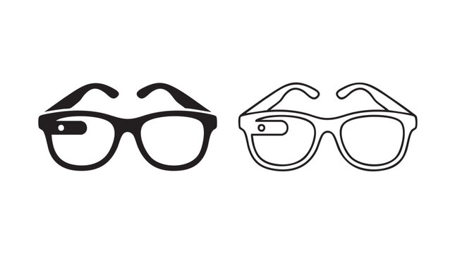 smart glasses frame vector icon with silhouette outline art silhouette with outline art silhouette with outline art vector icon