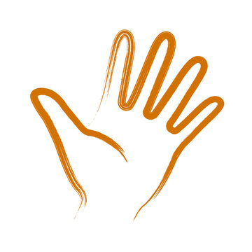 じゃんけんのパーの手書き風左手のイラスト/Hand-drawn style illustration of a left hand making the "paper" gesture in Rock-Paper-Scissors.