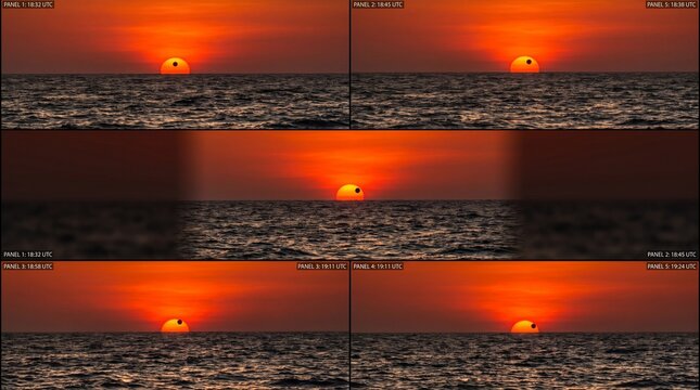 Retro pixel art sunset landscape with digital sun