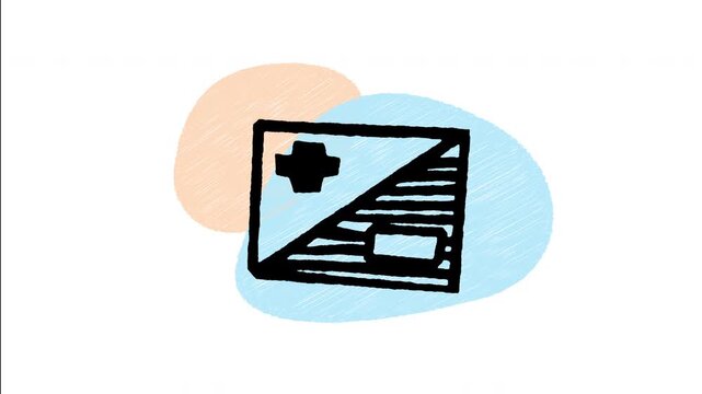 An animated hand drawn square split diagonally with plus and minus light icons. Ideal for camera exposure adjustment, photo brightness, and contrast