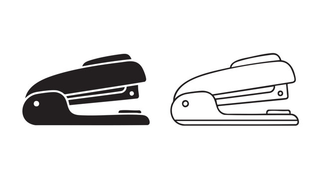 stapler vector icon silhouette with outline art, a minimalist design for office supplies silhouette with outline art vector icon
