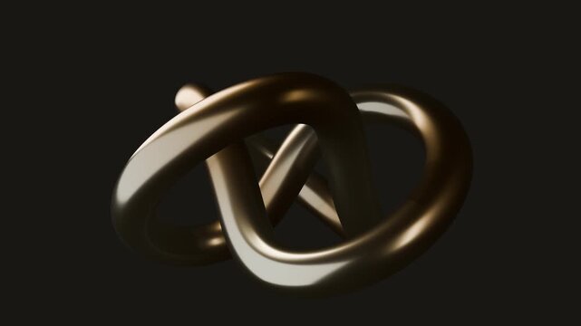 Liquid gold flowing along torus knot surface seamless loop 4K luxury abstract background