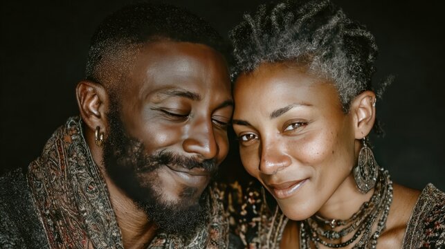 Loving couple sharing a calm and trusting moment, reflecting a successful relationship