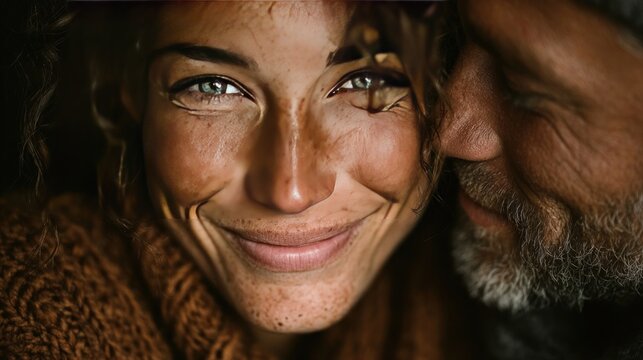 Loving couple sharing a calm and trusting moment, reflecting a successful relationship