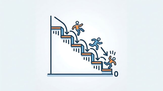Person falling down stairs vector illustration