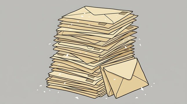 Stack of manila envelopes on grey background