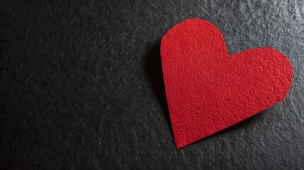Obraz premium adoration. A red heart symbol stands out against a textured black background with a warm glow. wellbeing guides, coaching materials, designed for coaching and self-improvement content.