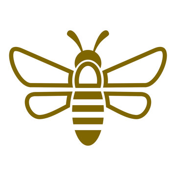 Yellow bee icon isolated on transparent background