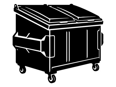 Industrial Waste Dumpster Vector, Commercial Garbage Bin Equipment Graphic