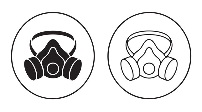 respirator mask vector icon silhouette with outline art silhouette with outline art silhouette with outline art vector icon