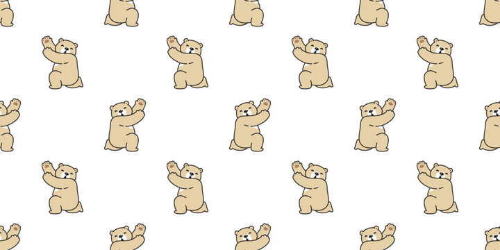 bear seamless pattern polar sitting proudly present vector cartoon doodle teddy tile background tablecloth gift wrapping paper repeat wallpaper scarf isolated illustration design