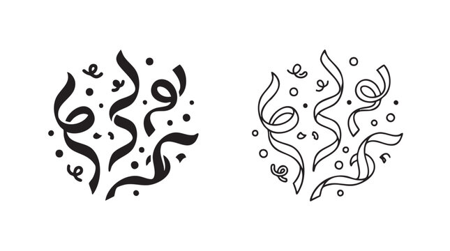ribbon confetti vector icon with outline art silhouette silhouette with outline art silhouette with outline art vector icon