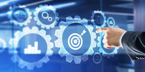 Obraz premium Target Achievement Concept for Business Strategy Planning and Performance Management