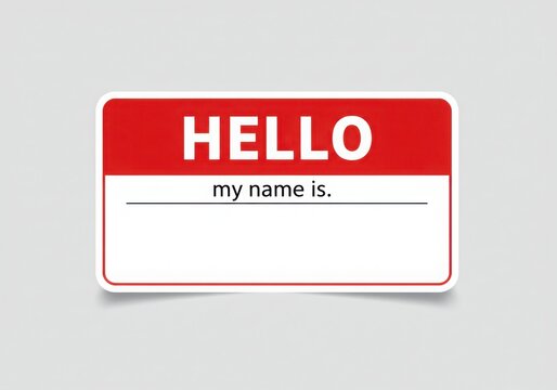 Classic red hello my name is sticker for events and introductions